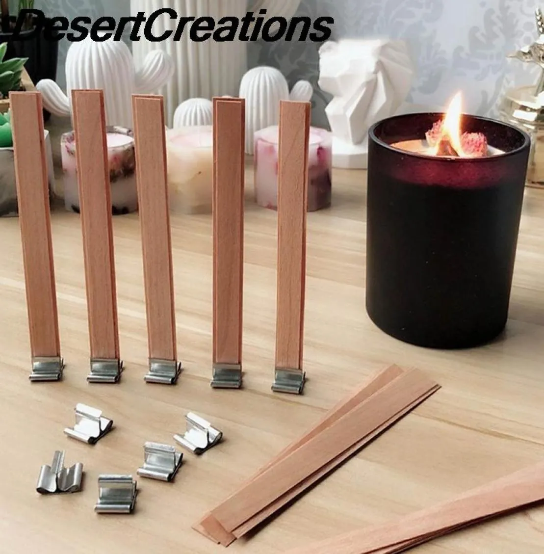 Houten lontkaars met Sustainer Tab Candle Wick Core voor DIY Making Pick Supply Soy Parffin Wax6353898