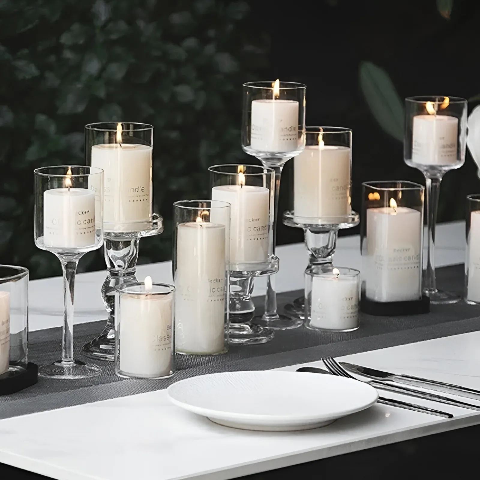 3pcs/Set Simple Wedding Decor Elegance Glass Candlestick Holder Different Sizes Transparent Candlestick Table Centerpiece Decor