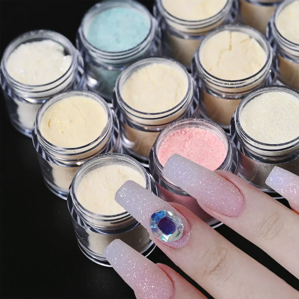 Sıvılar 12 PCS Pırlanta Glitter Akrilik Toz Seti 2 İçinde 1 Parlak Tırnak Daldırma Uzantı Oyma Pigment Şeker Renkli Parıltılı Kristal Toz