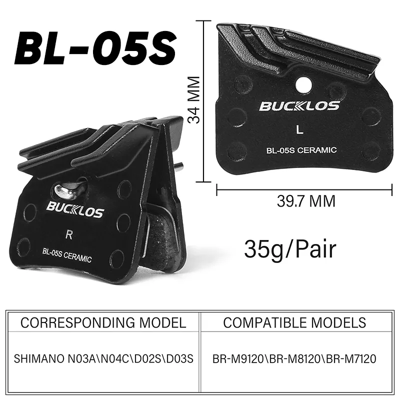 Bucklos BL-05SブレーキパッドセラミックMTB自転車用MTBブレーキパッドのための油圧ブレーキディスクパッドフィットシマノN03A N04C D02S D03S