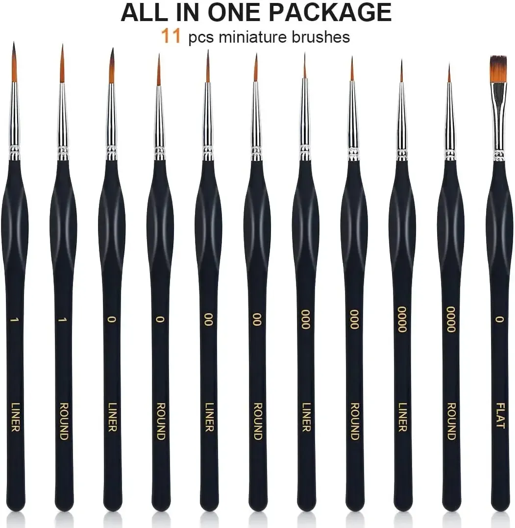 11 PCs Binche Brushes Conjunto para aquarela acrílica Oil Gouache Artistas de unhas Profissionais Detalhes Ferramentas finas Desenho de arte de arte