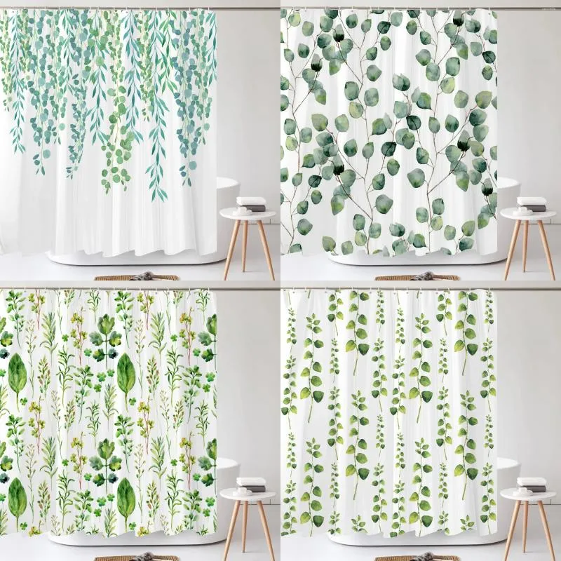 Shower Curtains Tropical Green Plant Leaves Palm Cactus Bathroom Curtain Frabic Waterproof Polyester With Hooks