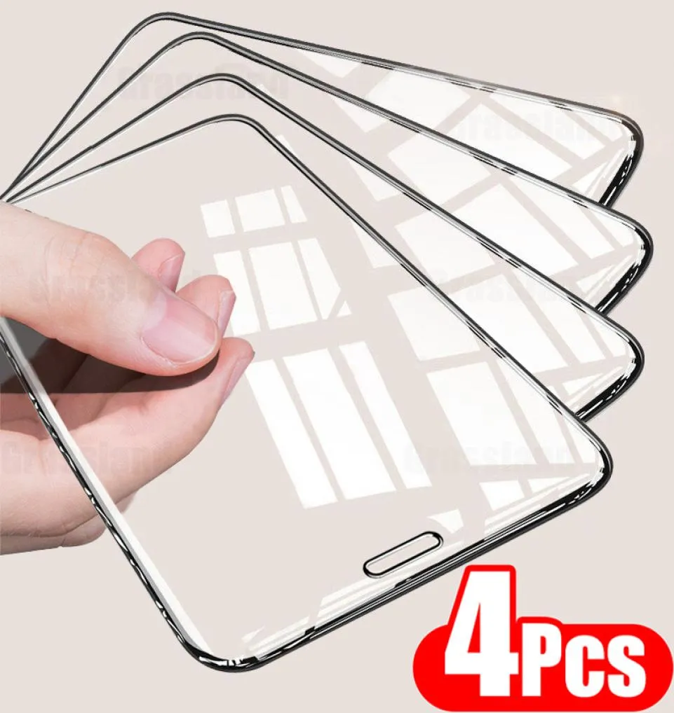 4pcs Verre trempée de couverture complète pour iPhone 11 12 13 Pro MAX Screen Protector XS XR 6 7 8Plus Protective Film7044791