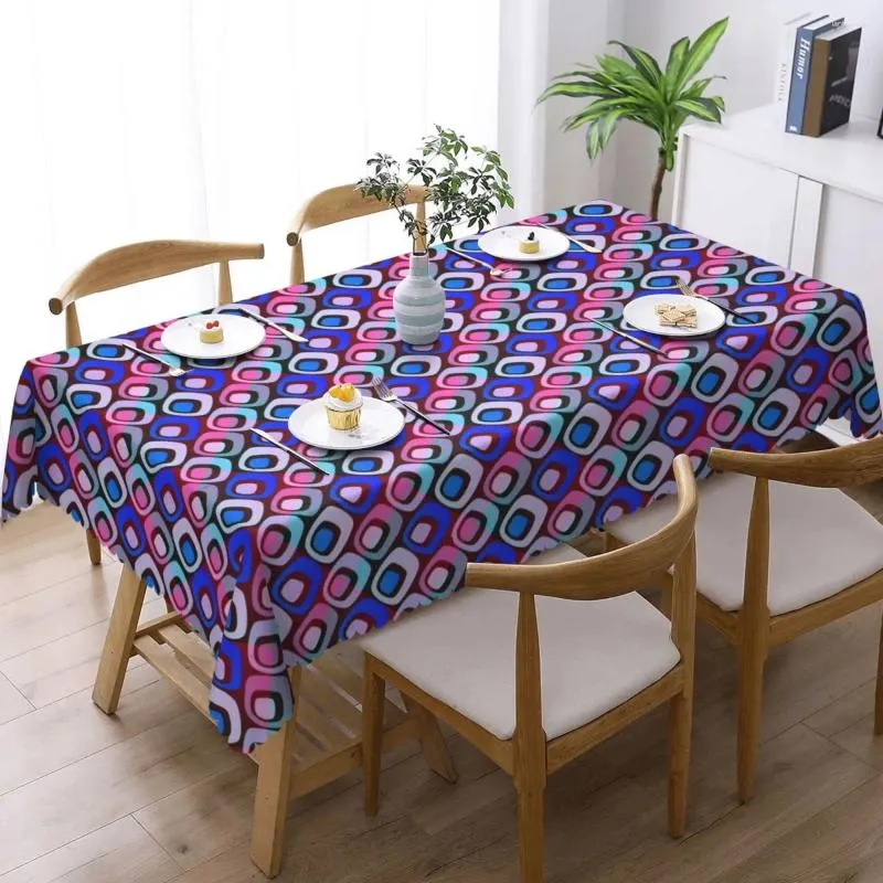 テーブルクロス長方形のテーブルクロスレトロスクエアプリント幾何学的エレガントカバーカスタムDIYイベントダイニングテーブル装飾