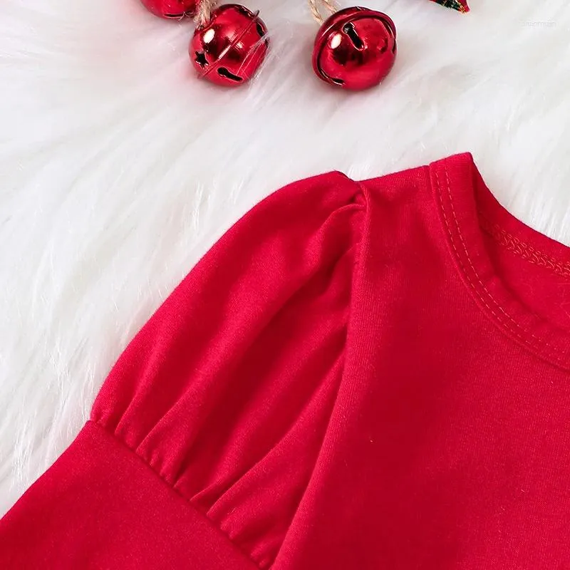 Наборы одежды рожденная девочка Рождество 3 пельбы наряд для рюша с длинными рукавами для лося вышивки плетчака