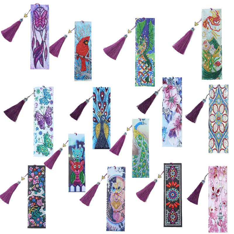 5D Diamond Painting Exquisite Leather Bookmarks Tassel Bookmarks Special Shaped Diamond Embroidery Craft decoration