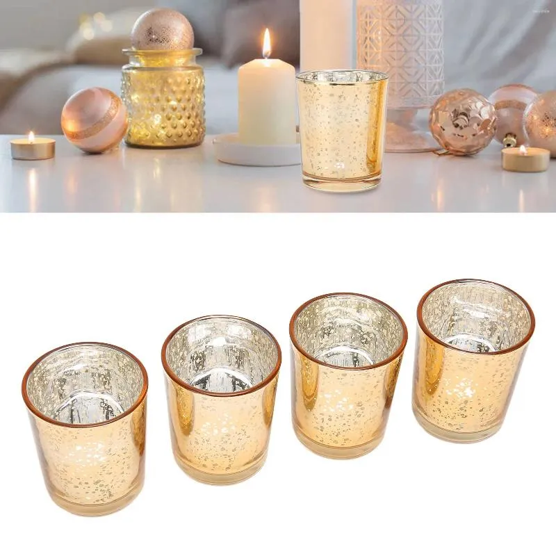 Titulares de vela 12pcs cor de ouro votiva pontilhada de vidro espessado de vidro para festas férias de casamento