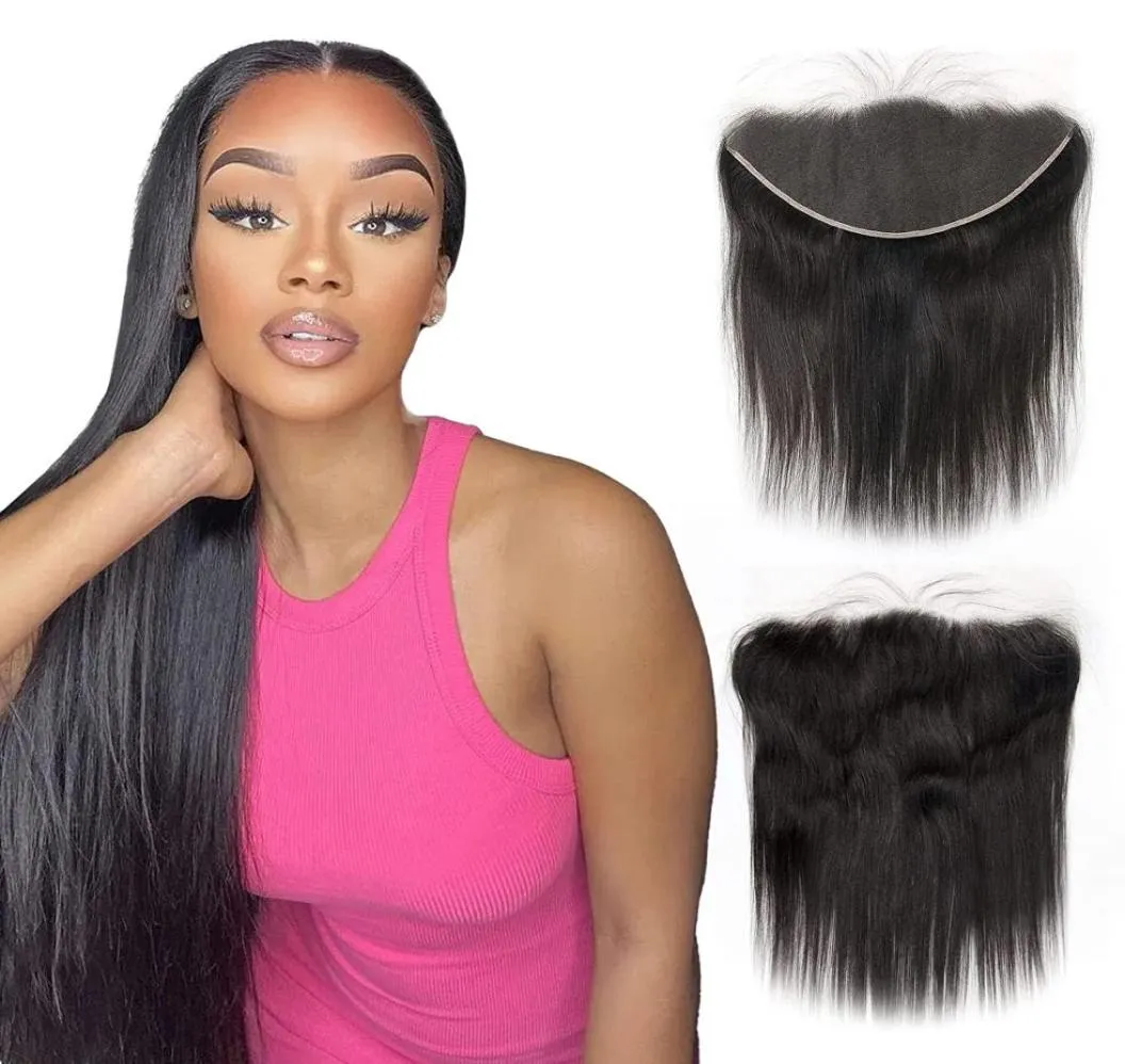 13x6 inch Transparent Lace Frontal Closure Brazilian Straight EarEar Frontals with Bundles Human Pre Plucked Hairline with Baby H3891420