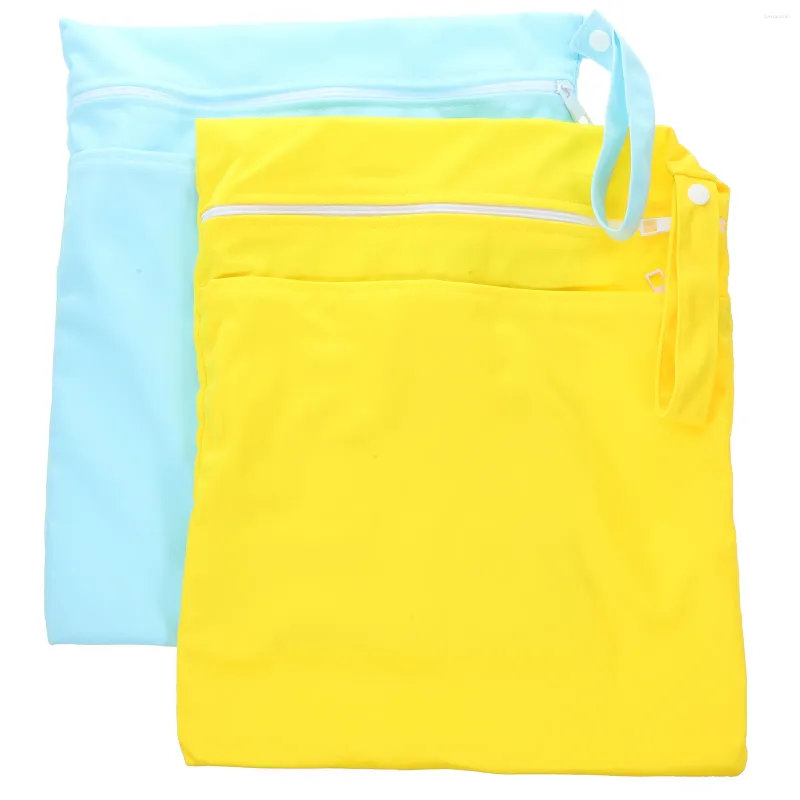 Laundry Bags 2 Pcs Travel Storage Bag Zipperstorage Pouch Makeup Clothes Shoe Large Organiser Carry Wet