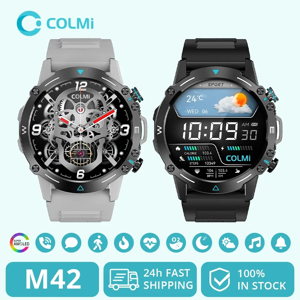 Relógios Colmi M42 Smartwatch 1.43 '' AMOLED Display 100 Sports Modos Sports Voice Calling Smart Watch Men Women Militar Grade Towness Watch Watch