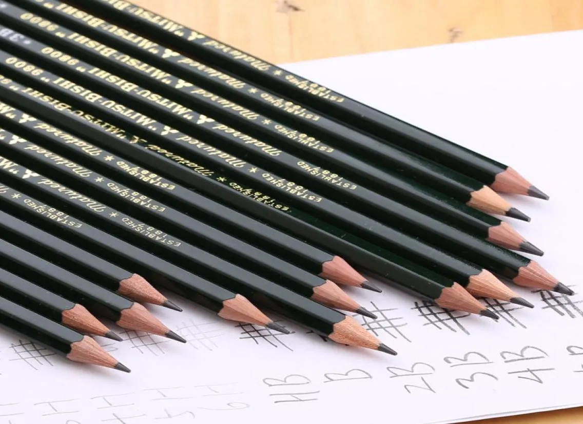 Cały Mitsubishi 9800 Szkic ołówkowy Pencil Pencil Wood Pencil 6B5B4B3B2BBFH2H3H4H5H6H 10PCS5472486