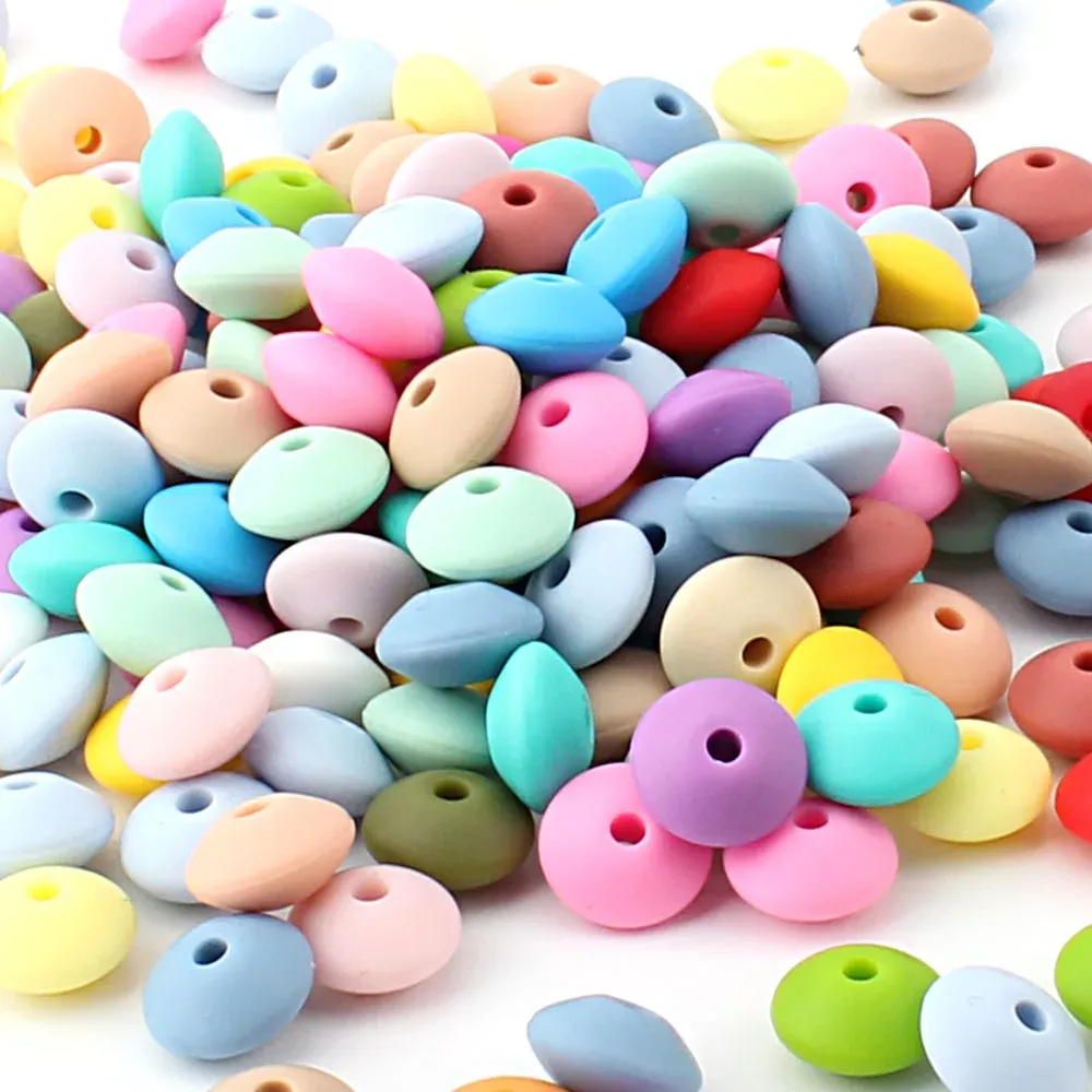 100 pezzi da 100 pezzi di silicone da 100 pezzi/lotto perline da lentils da lentils da 12 mm per perline per bambini masticabili fai -da -te denti da deboli per i giocattoli rinati accessori