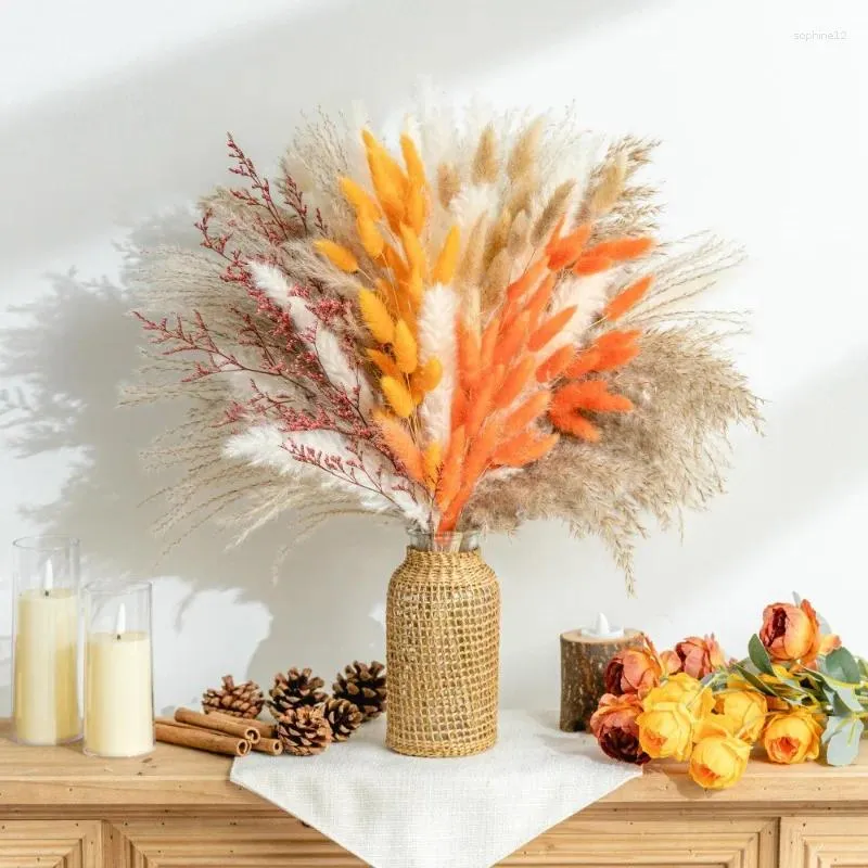 Decorative Flowers Natural Pampas Reed Bouquet Halloween Home Decor Dried Christmas Autumn Wedding Party Decoration