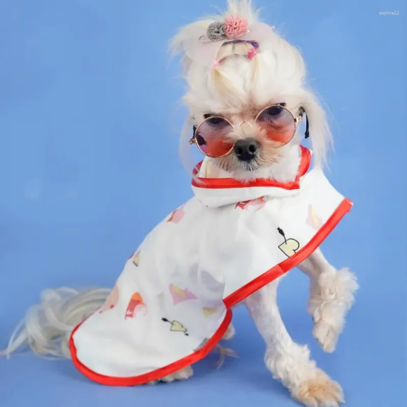 Dog Apparel Pet Clothing Fastener Tape Fabric Cape Summer Hooded Thin Puppy Jacket