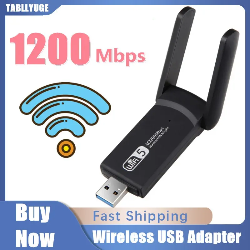 Гаджеты беспроводной USB 1200 Мбит/с Adapter Adapter Dual -полос 2,4 г/5 ГГц USB 3.0 Wi -Fi LAN Adapter Dongle 802.11ac с антенной для рабочего стола для ноутбука