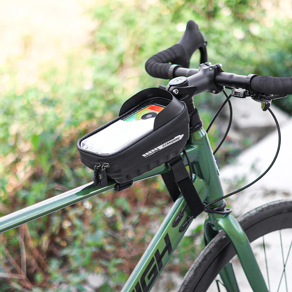 Cycling Phone Holder: Bike Top Tube Bag With Touch Screen, Weather