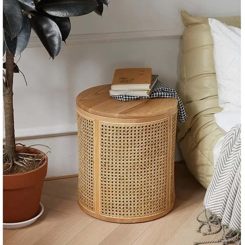 Round wicker nightstand discount