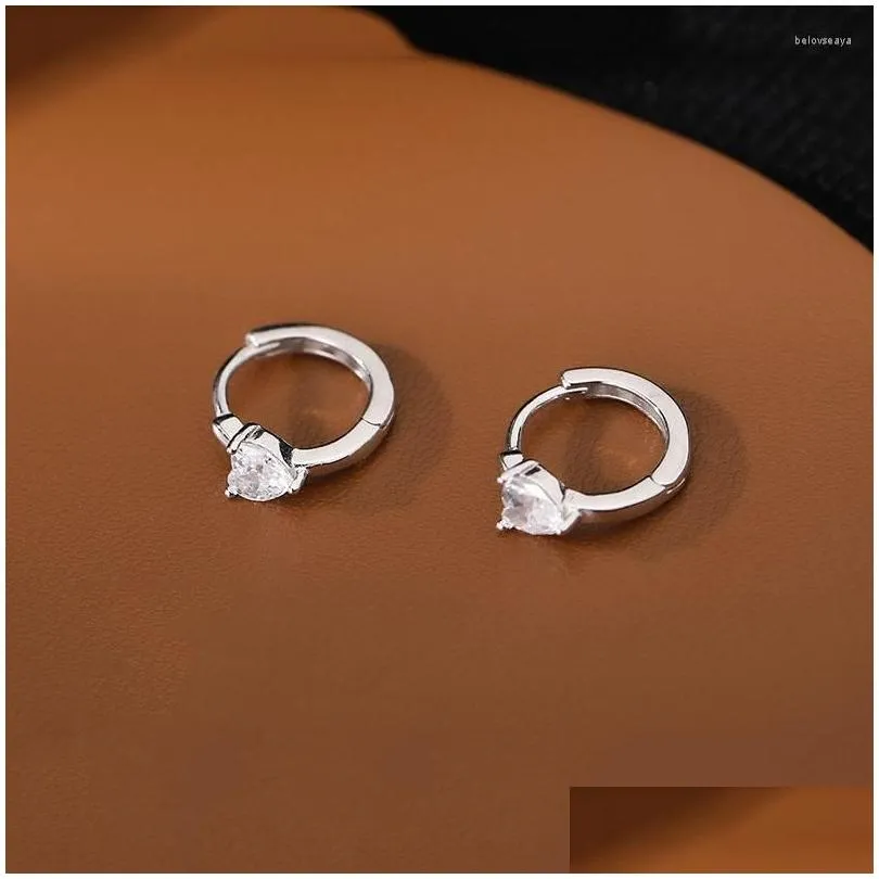 Hoop Huggie Moles d'oreilles Anenjery Small Love Heart For Women Girl Shiny Sier Color Zircon Bijoux Daily Bijoux S-E1341 Drop Livrot Dhtda