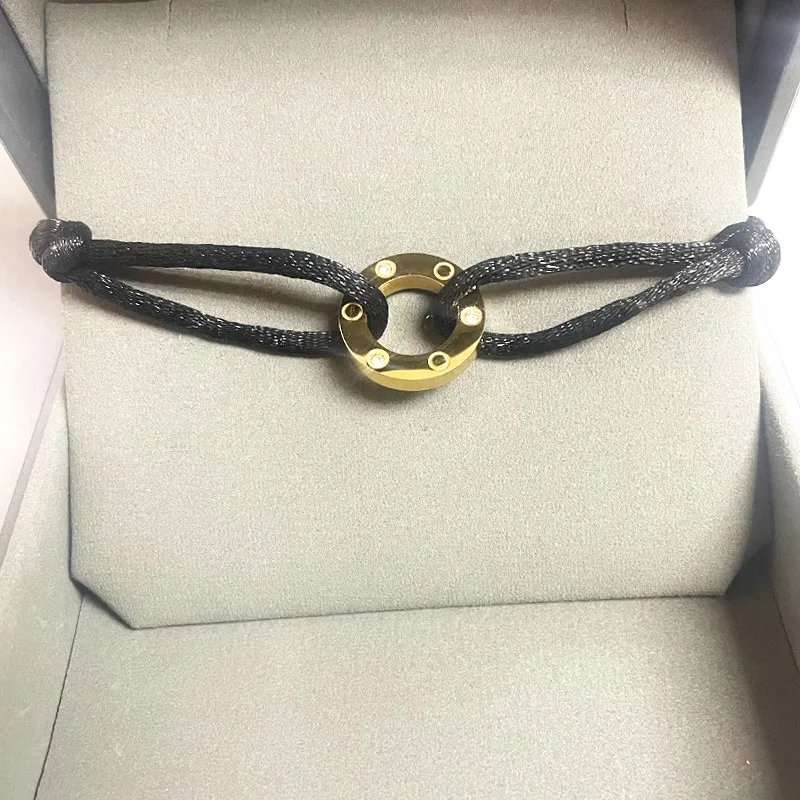 Mode 316l en acier inoxydable amour double anneaux bracelet corde chaîne de corde bracelets couple bracelets pour femmes et hommes bijoux marque célèbre