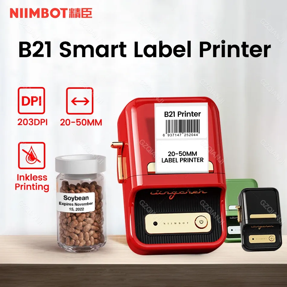 Drukarki niimbot b21 etykieta drukarka przenośna termiczna bezprzewodowa producent Bluetooth używany do odzieży kodu kreskowego biżuteria gastronomiczna niimbot papierowa rolka papieru