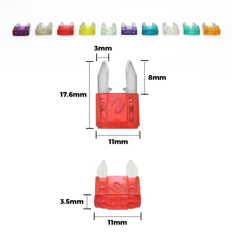 100/50 pcs mini-voitures FUSE Automotive Type de lame Micro Fuse Assortiment dans la boîte 2A / 3A / 5 / A / 7.5A / 10A / 15A / 20A / 25A / 30A / 35A FUSE ZINC