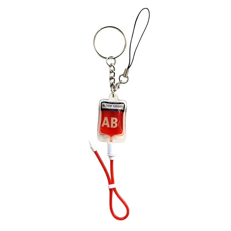 Blood Type Key Chains PVC Blood Bag Pendant, Silver Plated Zinc Alloy ...
