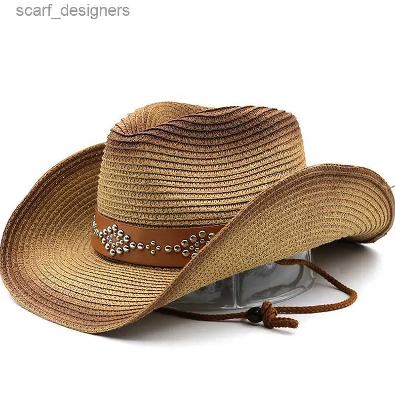 Szerokie brzegowe czapki wiadra czapki unisex kobiety mężczyźni moda letnia swobodna modna plaża słomy panama jazz hat kowboj fedora hat gangster czapka y240409