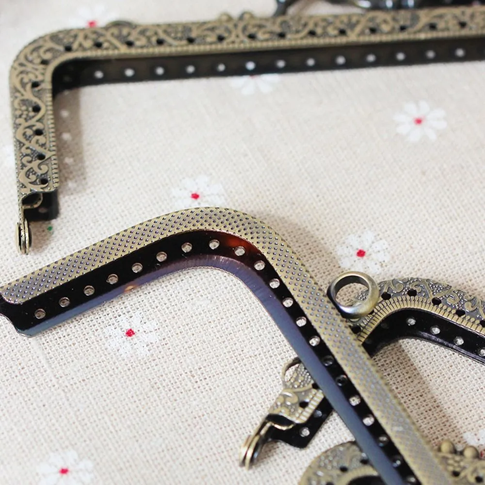 8.5cm Square Purse Clasp Frame - Gold & Silver Metal Kiss Lock For DIY Bag Making, 10 Pack