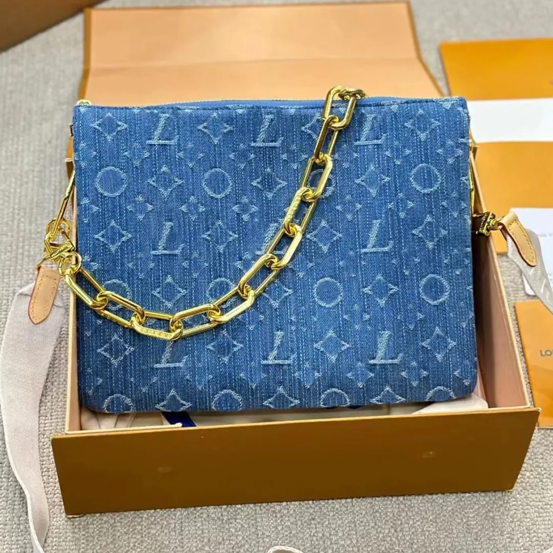 Modedesigner väskor crossbody axelväska guldkedja handväska plånbok gyllene koppling klaff totes dubbla bokstäver metallkedja kvinnor formella