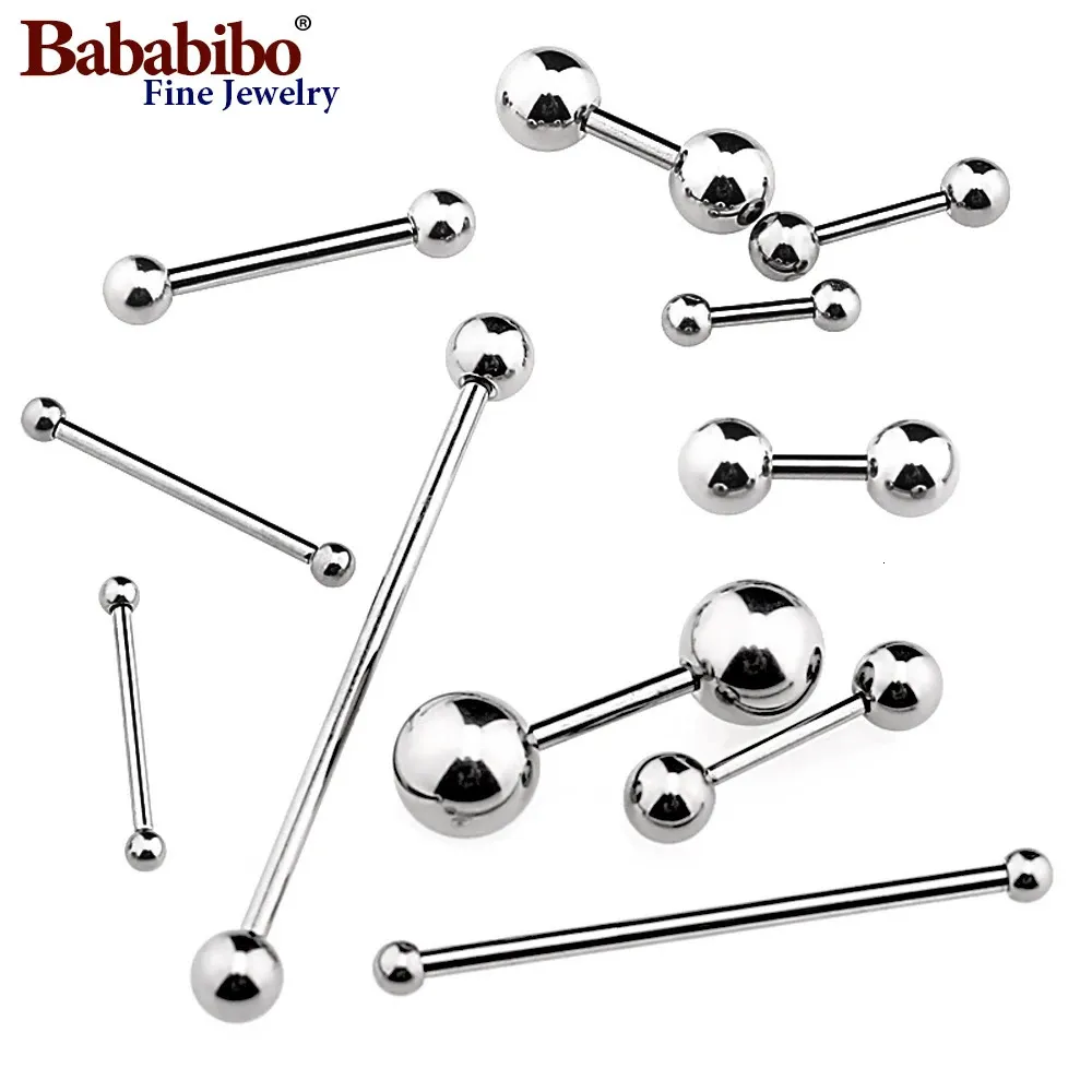 6 38MM DIY Micro Barbell Bars Tongue Piercing 3 4 5 8MM Ball Cartilage Earring Nipple Rings 14 16G Body Jewelry 240407
