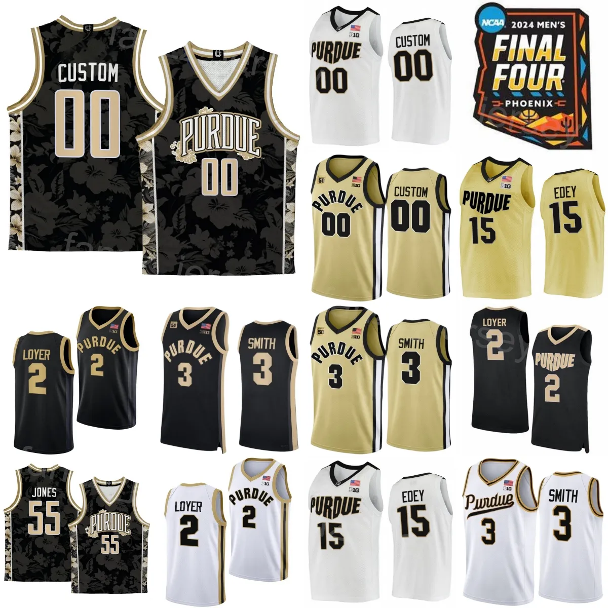 Purdue Boilermakers College 2024 Final Four 15 Zach Edey Jersey