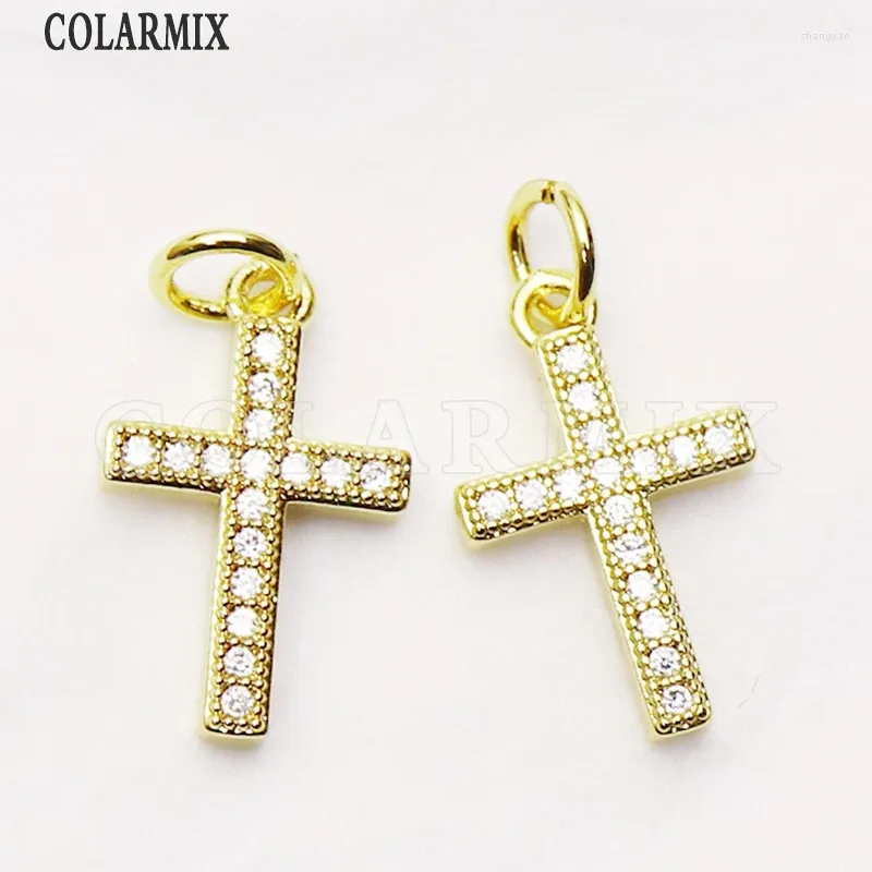 Colliers pendants 16 PCS Zirconia Cross Charms Bijoux Collier Mélange Forme pour femmes ACCESSOIRES 8216