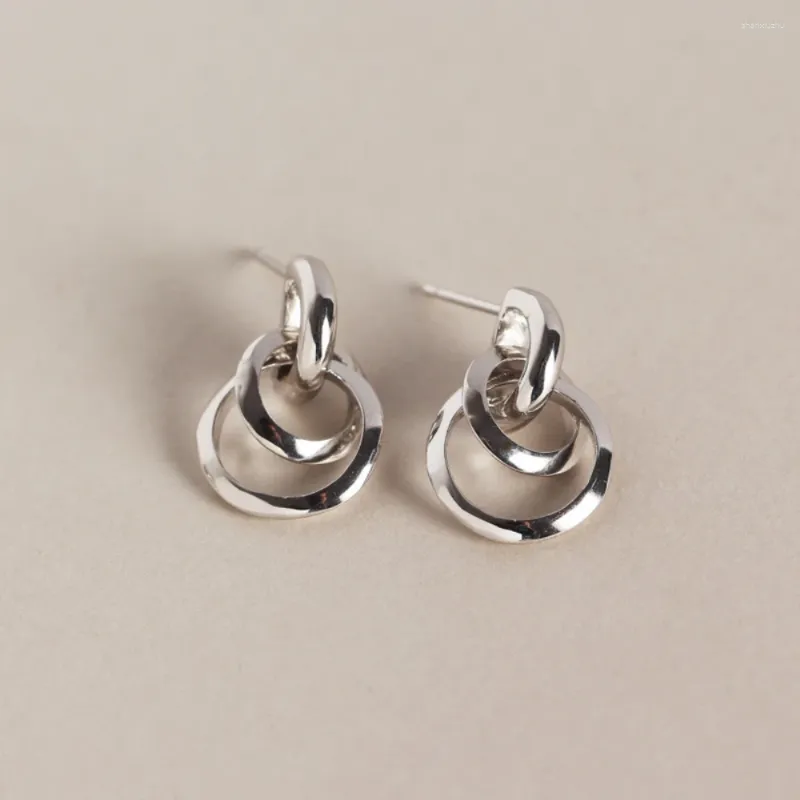 Dingle örhängen kreativ mode personlighet cirkel lindande örhänge för kvinnor 925 sterling silver minimal geometriska fina smycken