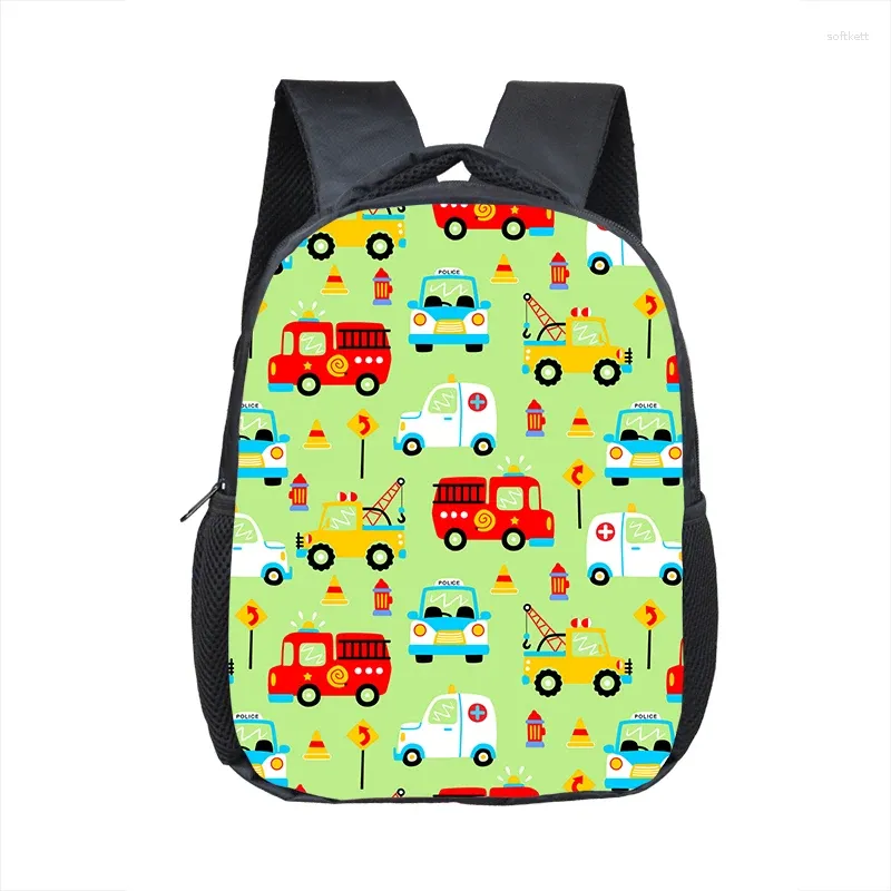 Schooltassen Cartoon Truck Car Backpack Engineering Voertuig Excavator Print Schoolbags voor kinderen jongens Student Sport Travel 16 centimeter dagpacks