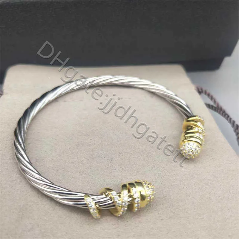 Altın Bileklik Lüks Tasarımcı S925 Twisted Düğün İnci Kafası Kadın Moda Twist Kaplama Bilezikler 18K Sevgililer Hediye Bangles Toptan 5mm 4mm Kalın F8WY