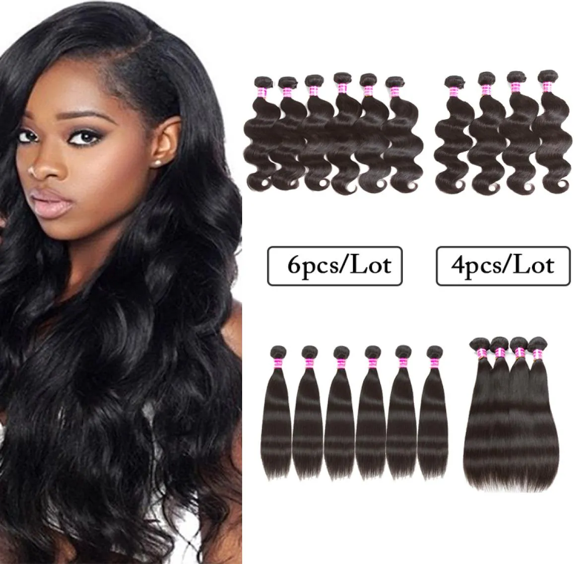 Wewill 10A Brazilian Virgin Human Hair Weaves 4 bundles Or 6 Bundles Body Wave Straight Wet And Wavy Malaysian Human Hair Extensio7452214