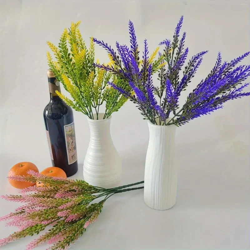 Flores decorativas de 3pcs simulação lavanda roxa decorações falsas de ponta a mesa da sala colocada adereços de tiro