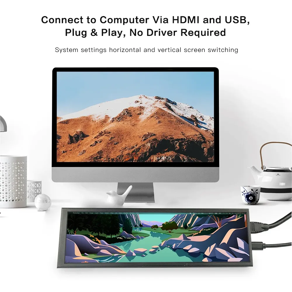 7.9 inch Long Sub Strip Bar Touch Screen Monitor 400x1280 LCD Para PC Portatil Aida64 Second Screen 7.9 inchs Display