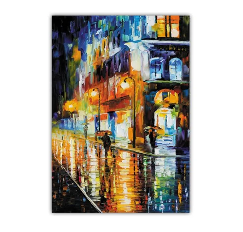 Unframed Landscape Wall Art Picture Canvas Printed Oil Painting for Living Room Home Decor City Street View Vertical High Quality2755800