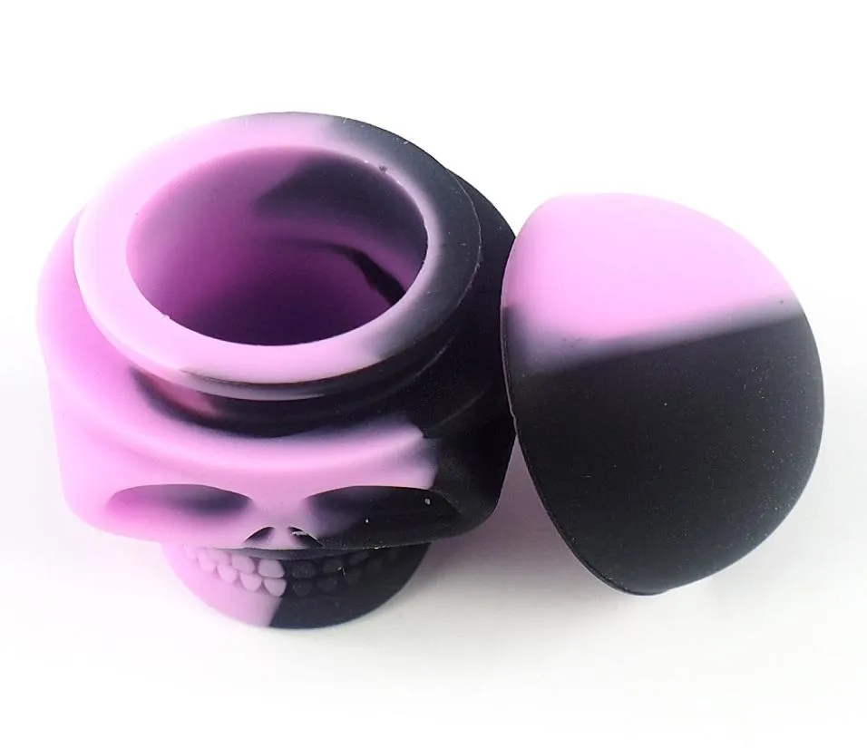 10pcslot Silicone dab container nonstick containers baking wax jars oil jar 3ML skull smoking for dry herb1881507