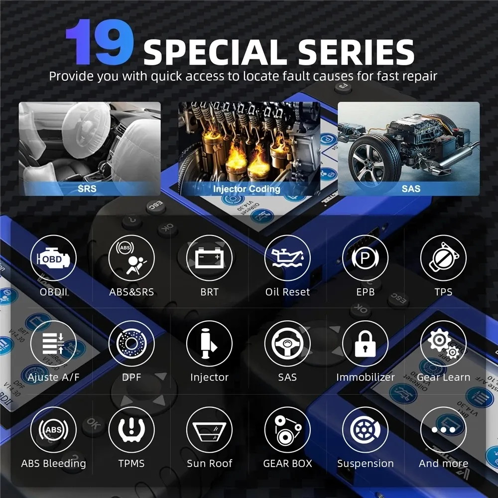 Vdiagtool VT600 OBD2 Scanner: Car Diagnostic Tool with ABS, SRS, EPB, Oil  Reset, Injector Coding