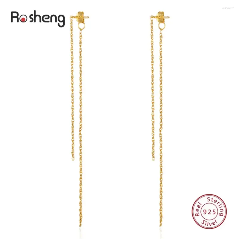 Studörhängen 925 Sterling Silver Long Tassel Drop For Women Girls Hanging Earings mode Fina smycken Trendiga gåvor