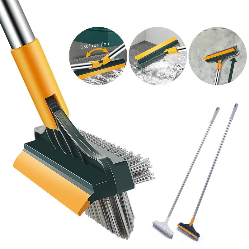 Grout Scrub Brush With Long Handle, Swivel Grout & Corner