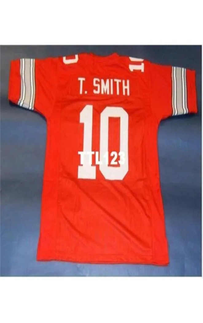 3740 Custom Ohio State Buckeyes 10 Troy Smith Custom Style Jersey Red College Jersey Size S4xl ou personalizado qualquer nome ou número Jers1643008