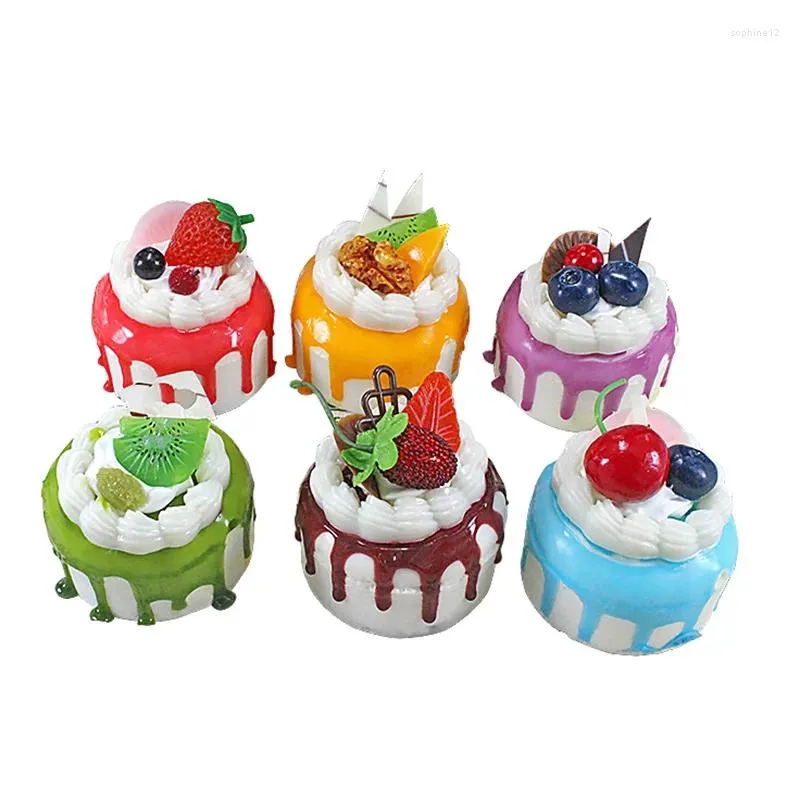 Fleurs décoratives 1pc Cake fruit rond simulé Matière de sens