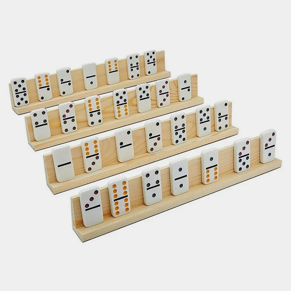 8 pezzi Marine Corp Birthday Desktop Base Domino Base Toy Game Accessori Game Cards Wooden Stand Mahjong fai -da -te Visualizzazione