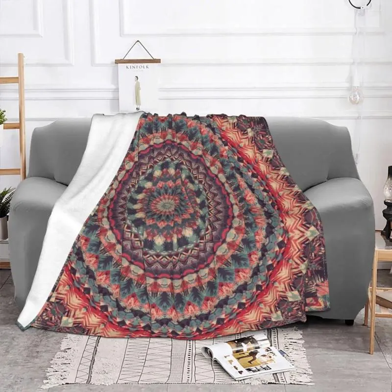 Dekens mandala fleece winter kleurrijke hippie multifunctionele lichtgewicht dunne dunne deken voor beddenbodem gooien