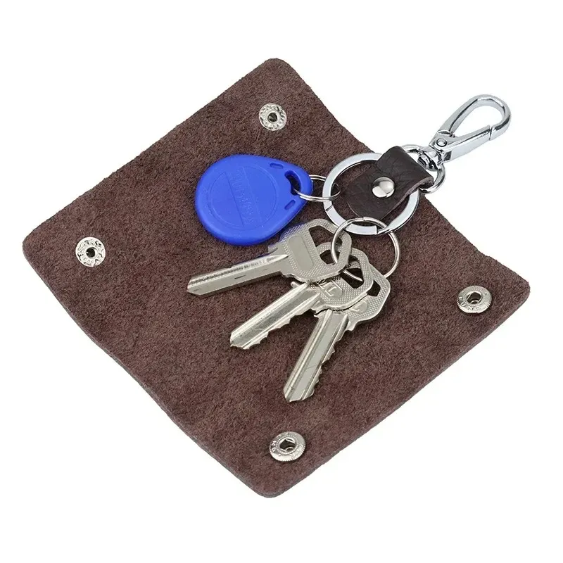 Retro Car Key Ring Holder Organizer Accessories Key Holder Leather Keychain Bag Purse Housekeeper Portable Men Key Case