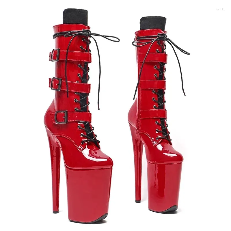 Dance Shoes LAIJIANJINXIA 23CM/9Inch PU Upper Women's Platform Party High Heels Modern Mid-Calf Boots Pole 012