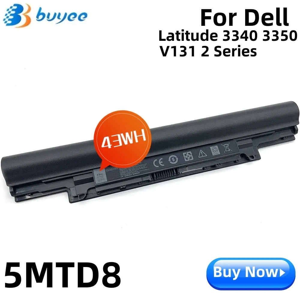 Batterier 5MTD8 7.2V 43WH NYA LAPT -batteri Kompatibelt för Dell V131 2 -serie Latitud 3340 3350 Series HGJW8 3NG29 7WV3V H4PJP YFDF9